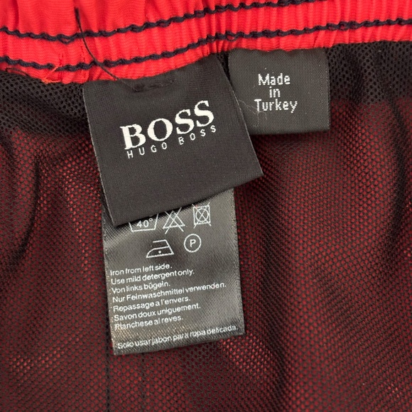 Boss Hugo Boss Men's Red Swim Trunks SZ XL Navy Draw String Front Pockets EUC - Picture 11 of 12